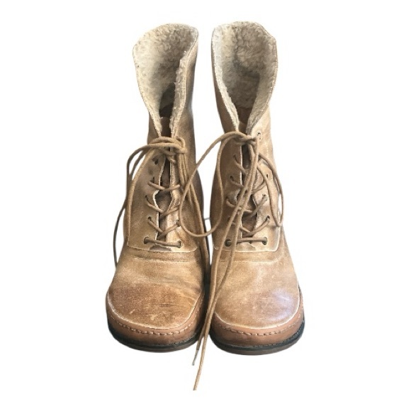 Miz Mooz Tan Lace-Up Wedge Boots - Picture 3 of 8